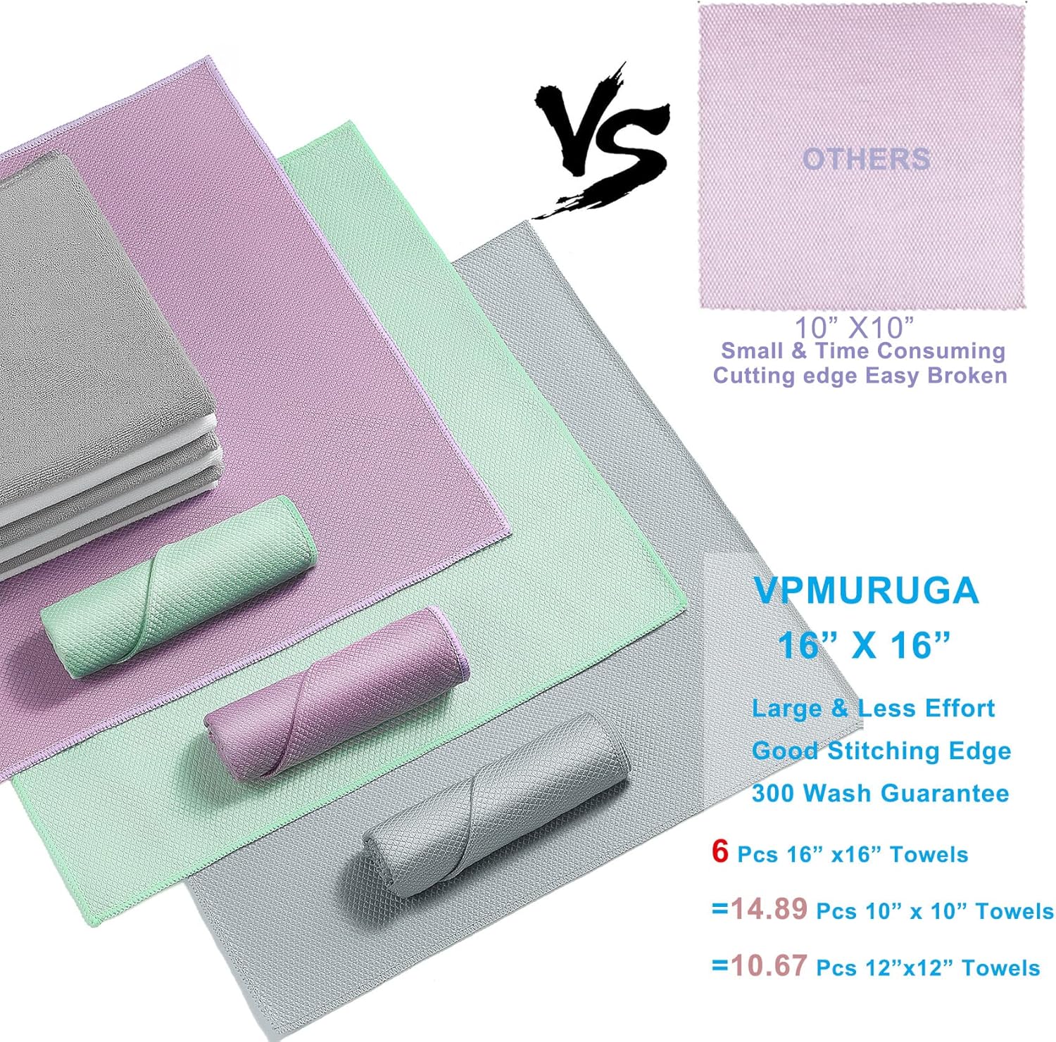 Easy Clean Fish Scale Nanoscale Cleaning Cloth,Streak Free Microfiber Glass Cleaning Cloths for Window Mirrors Windshields,Lint Free Microfiber Polishing Cleaning All-Purpose Towel Pack of 6(Purple)