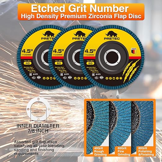 26 Packs Angle Grinder Cutting Flap Grinding Disc Wheel 4 1/2in Inches - 20 Packs 4.5"x1/4"x7/8" Cut off Wheels,3 Packs 4.5"x7/8" 60 Grit Flap Discs, 3 Packs 4.5"x1/25"x7/8" Grinding Wheels