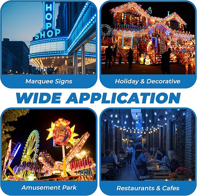 OHLECTRIC Transparent Blue Night Light Bulbs (10-Pack) 11W S14 Sign Bulb, Decorative Light Bulbs, E26 Medium Base, Colorful Bulbs, Dimmable, Sign Replacement Lamp for Indoor & Outdoor Use.Avg Hrs 5000