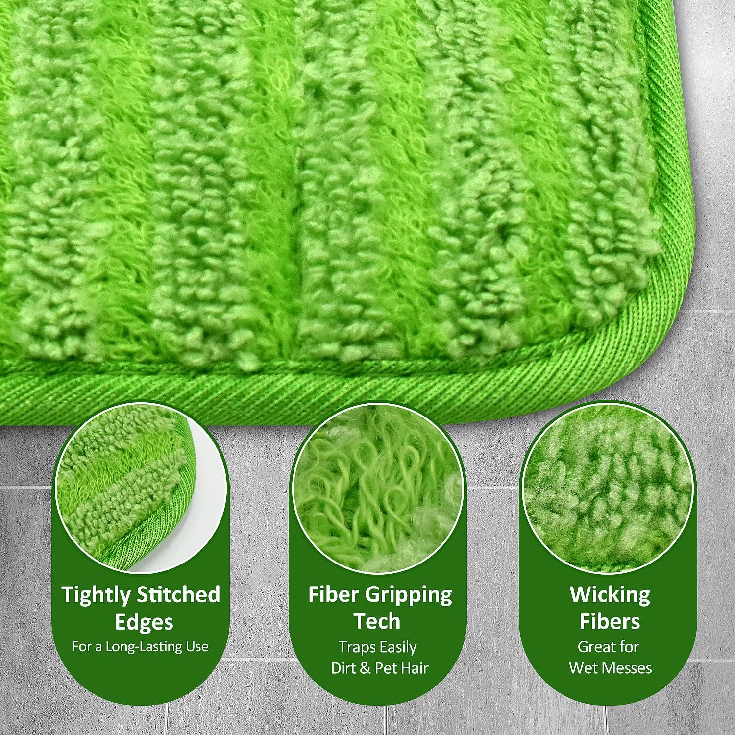 Reusable Mop Pads for Swiffer Sweeper Mops Microfiber Mop Floor Pad Refills Compatible with Sweeper Washable Mop Head Pads Replacements for Multi Surface Dry & Wet Floor Cleaning, 2 Pack