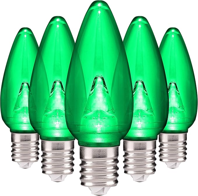 Holiday Lighting Outlet Smooth C9 Christmas Lights | Green LED Bulbs for Indoor & Outdoor Christmas Decor | Set of 25