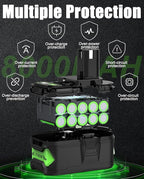 8.0Ah for ryobi 18v Battery, with ryobi Battery 18v System Cordless Power Tools and Charger, P102 P108 P103 P104 P105 P107 P109 P122(2 pcs)