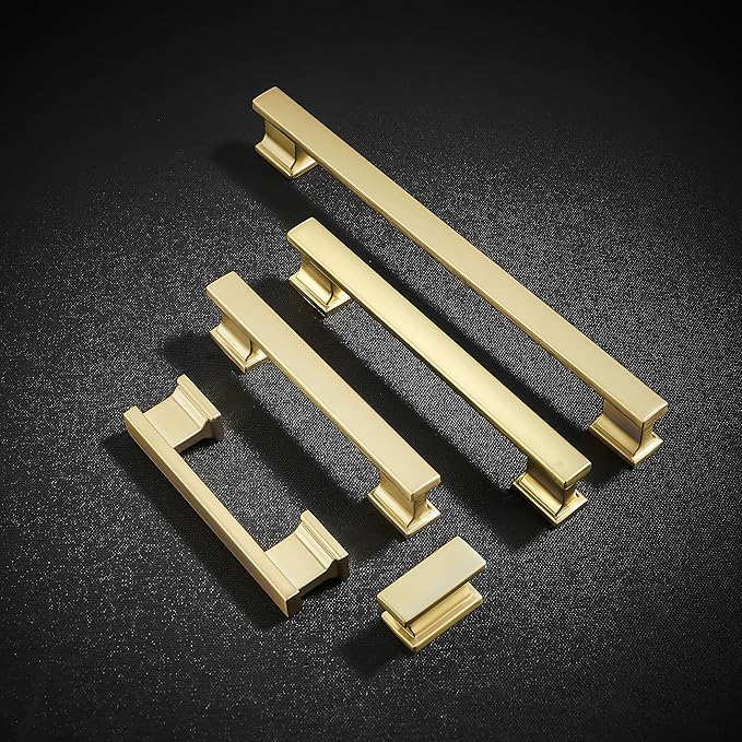 10 Pack 4-3/4 Inch Length|3-3/4 Inch(96mm) Hole Center Brushed Gold Kitchen Cabinet Handles, Cabinet Pulls Kitchen Cabinet Hardware, Cupboard Pulls, Drawer Handles