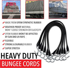 Miloo Rubber Bungee Cords with Hooks - Heavy Duty Tarp and Cargo Straps - Made in USA - 10 Inch Pack of 10