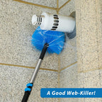 20 Feet High Reach Duster Kit with 5-12 Ft Extension Pole, Cobweb Duster with Telescoping Pole, Window Squeegee with Scrubber, Spider Web Brush, High Ceiling Fan Duster for High Window, Interior Roof