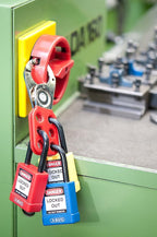 ABUS Red Pack of 10 Lockout Tagout Premium Solid Body Safety Padlock Set - OSHA Compliant Loto Locks Insulated Against Electric Shock, Keyed Different, 1 Key Per Lock