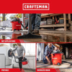 CRAFTSMAN CMXEVBE17596 20 Gal. 6.5 Peak HP Heavy Duty Wet/Dry Shop Vacuum with Filter, Dust Bag, Hose, Attachments and CMXEVBE17250 2.5 Gal. 2.5 Peak HP Portable Vac with Filter, Hose and Attachments