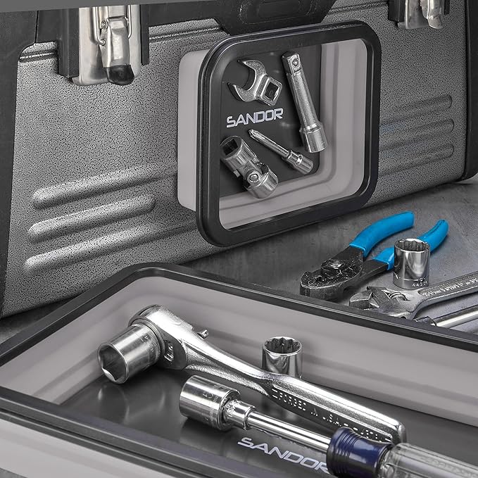 Collapsible Magnetic Parts Tray Set - 3 Different Size Tool Trays for Screw, Bolts, Nuts, Washers, Pins and Other Small Metal Parts, Mechanic Tool Gifts for Men - Light Grey