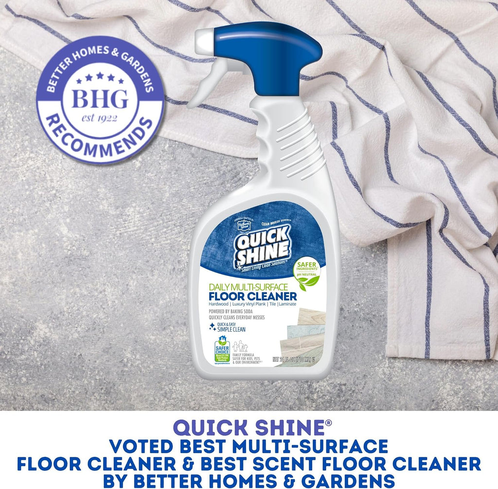 Quick Shine Multi Surface Floor Cleaner Daily Care 24oz, 6Pk | Ready to Use, Dirt Dissolving, Streak Free, No Rinse | Use on Hardwood, Laminate, Luxury Vinyl Plank LVT, Tile & Stone | Safer Choice
