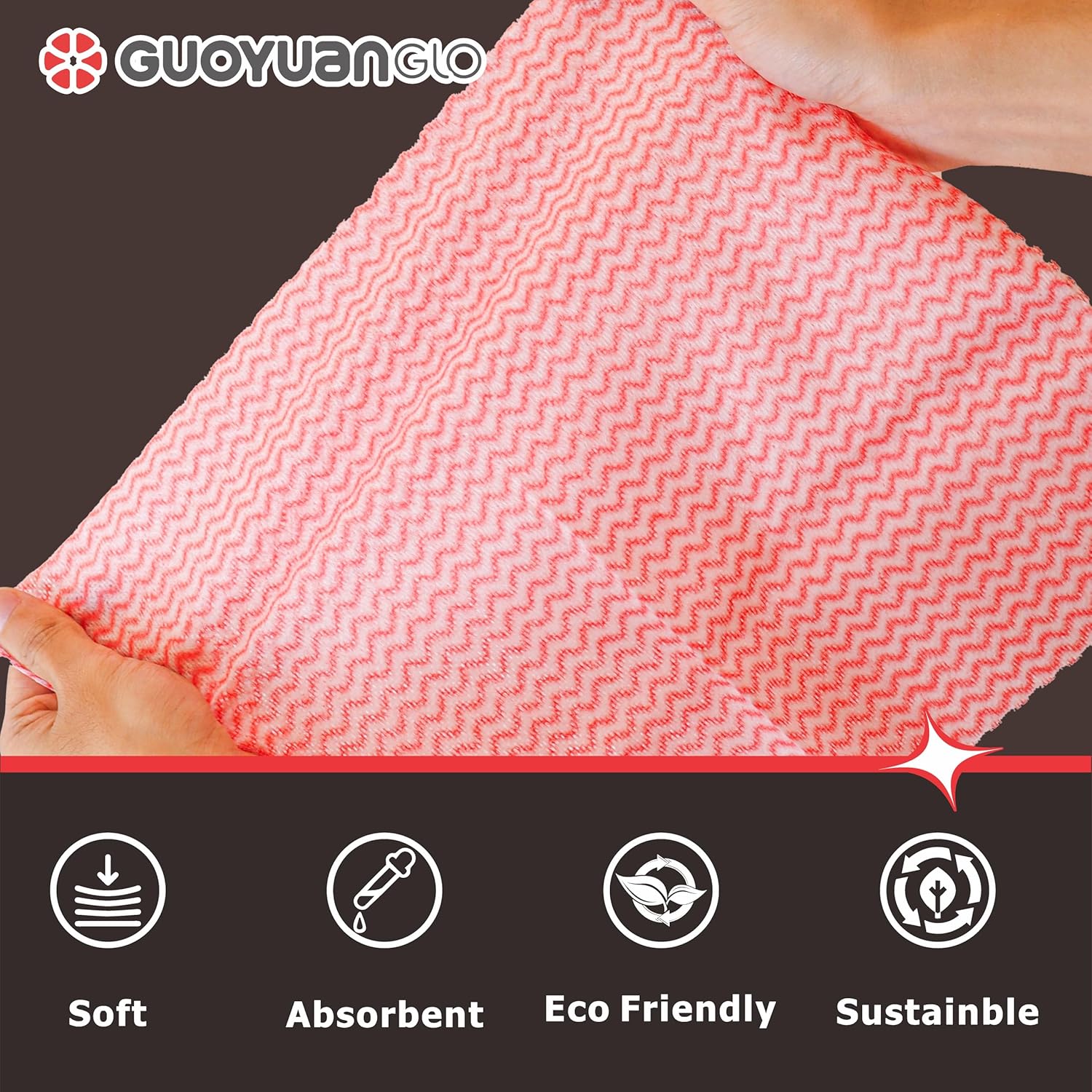 Disposable Cleaning Cloths Reusable Dsih Cloths for Kitchen Disposable Dish Rag Dry Fast 11.8x11.8 inch Pack of 100, Red