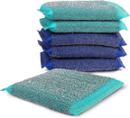 Simplified 6-Pack Steel Scouring Sponges with Rust Resistant Stainless Steel Threading for Home and Kitchen Cleaning Supplies, Heavy Duty Cleaning Sponge for Kitchen & Bathroom, Blue/Green