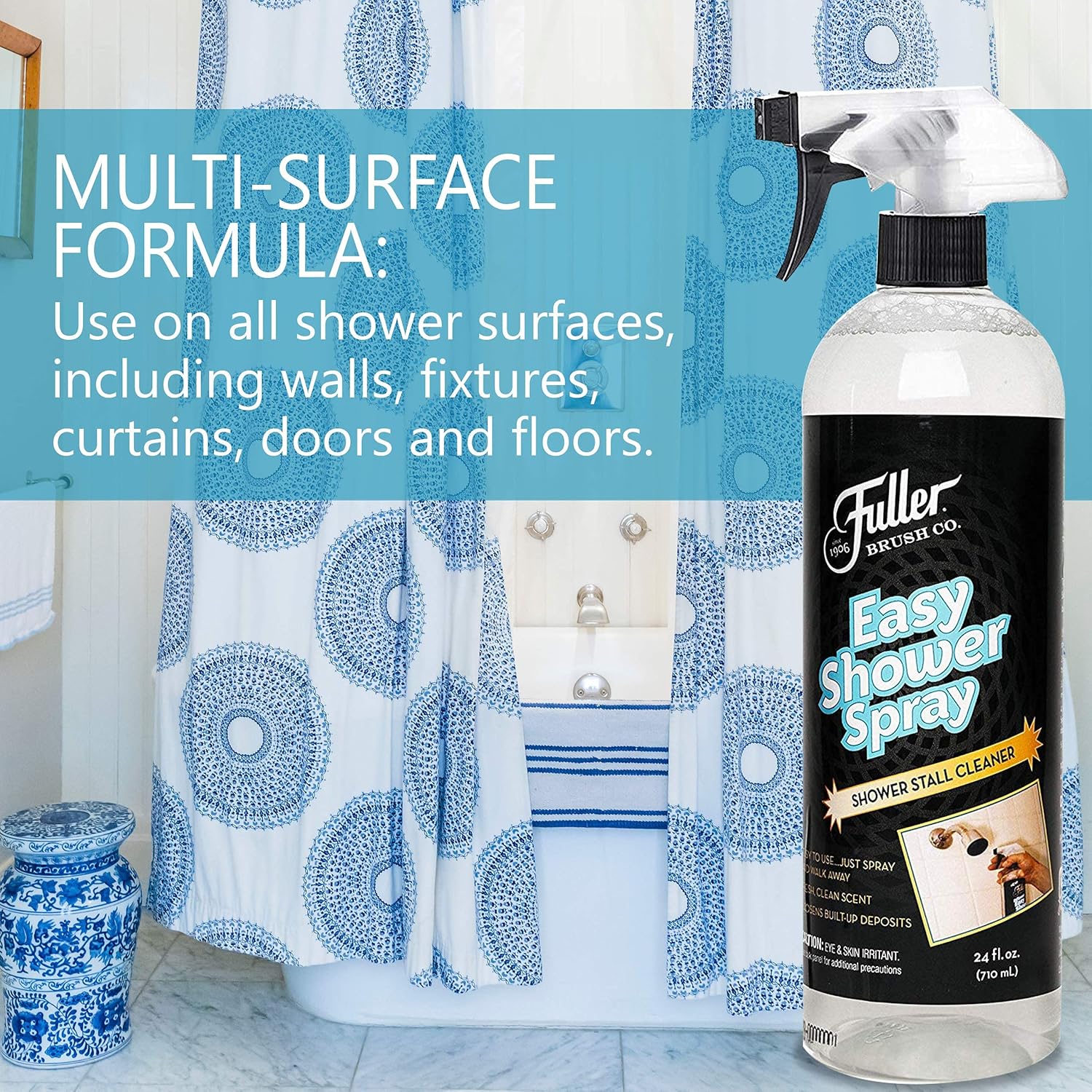 Fuller Brush Easy Shower Spray - No Scrub Shower Cleaner - Multi Surface Formula Keeps Surfaces Clean From Dirt, Soap Scum and Hard Water Stain Build Up Perfect for Shower Floors Walls (Pack of 6)