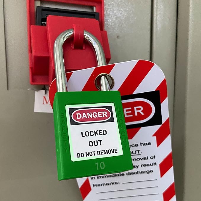 SAFBY Lockout Tagout Locks, Safety Padlock, Keyed Differently Loto Safety Padlocks for Lock Out Tag Out Kits Station (Green NO.1-10)