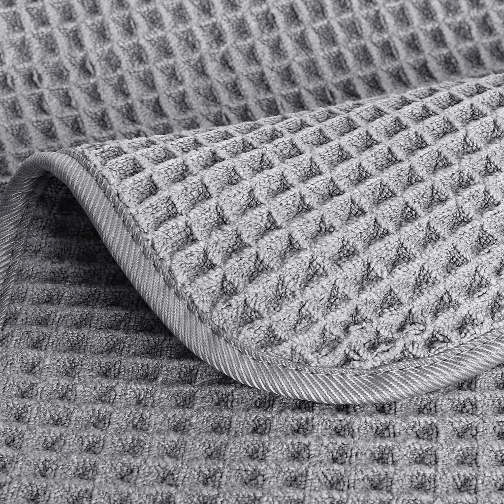 POLYTE Microfiber Lint Free Washcloth Face Towel, 13 x 13 in, 4 Pack (Waffle Weave)