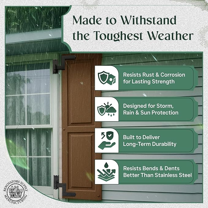 Renovators Supply Manufacturing - Heavy-Duty Black Wrought Iron Shutter Lift Off Pintle Hinges Colonial Pin Reversible for Doors, Window and Shutters with Hardware 6 1/2 Inches, Pack of 12 Pairs