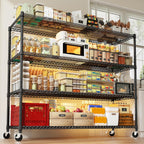 REIBII 60''W Storage Shelves 2399LBS Garage Shelving Heavy Duty with Wheels & Feet, 4 Tier Wire Shelving Adjustable Metal Shelving for Pantry Garage Kitchen Commercial Industrail, 60"W x 18"D x 65.5"H