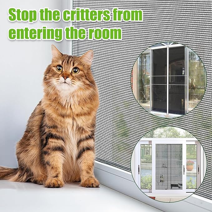 48in x 100ft Window Screen and Screen Door Mesh .Fiberglass Screen Doors for Patio and Window .for DIY Repair Or Reinstallation of Screens and Doors Black