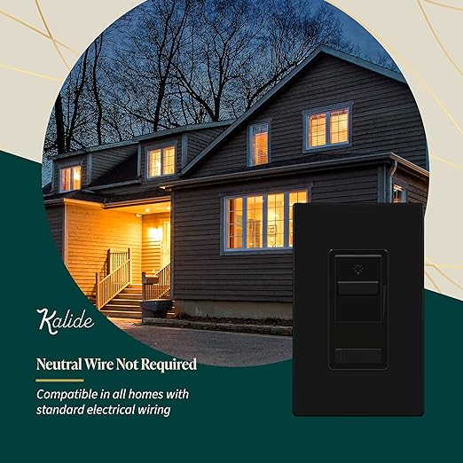 TOPGREENER Digital Dimmer Light Switch for 200W Dimmable LED/CFL Lights, Single Pole/3-Way LED Slide Dimmer Light Switch, Neutral Wire Not Required, UL Listed, TGSDS3-BK, Black, 1 Pack