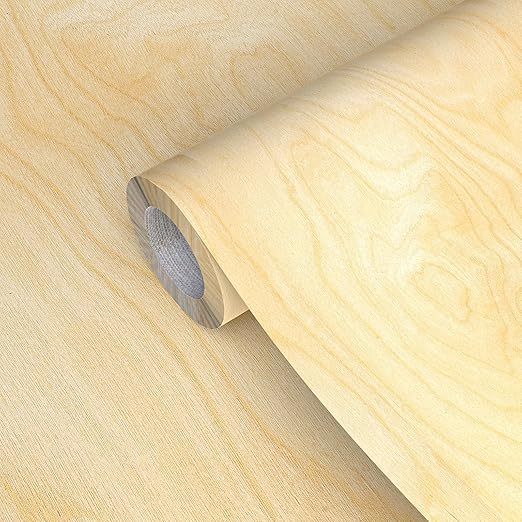 GSCIT Club Birch Wood Veneer, 12 inch x 50ft Wood Edge Banding Pre-glued Flexible, Birch Veneer Tape Banding for Cabinet Repair Furniture