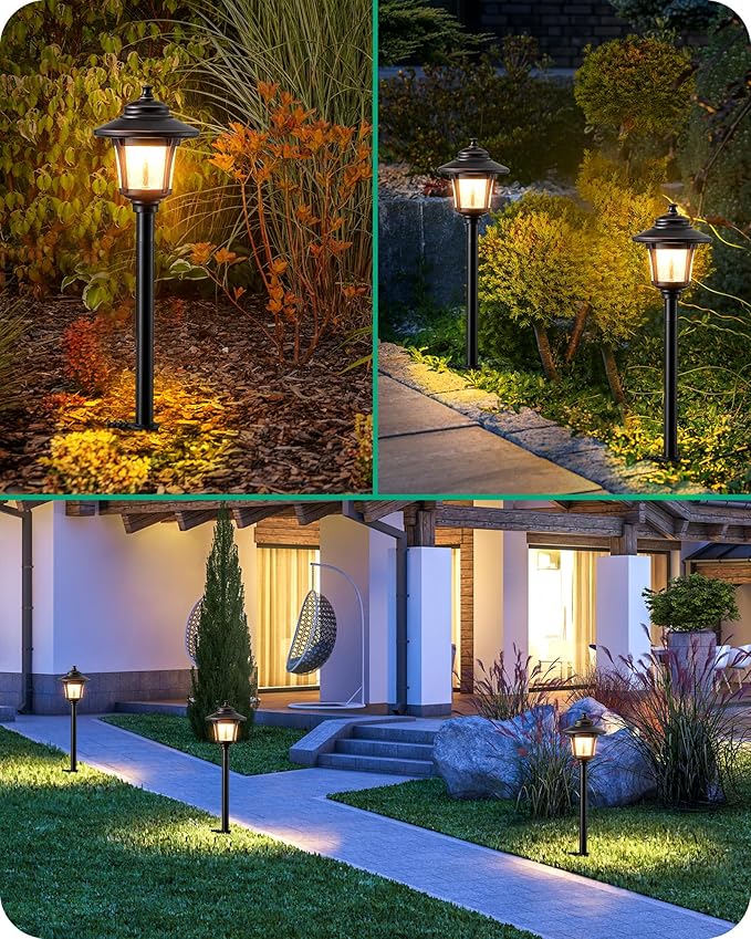 EDISHINE Low Voltage Pathway Lights Wired, 12V 3W 120LM 3000K Seed Glass Outdoor Landscape Lighting with Connectors, ORB Waterproof Electric LED Landscape Path Lights for Walkway Garden Yard, 10 Pack