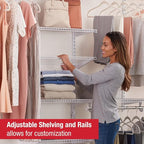 Rubbermaid Configurations Custom Closet Kit 3-6 Ft. Adjustable Metal Wire Shelving White Finish Expandable Organization System Hardware Included for Home Closet/Pantry/Laundry/Mudroom