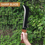 Billhook Sickle Machetes with Saw, Sharp Machete with No-Slip Wood Handle and Nylon Sheath, Sickle Survival Knife Machete for Gardening, Camping, Hunting, Survival, Bushcraft and Yard Work
