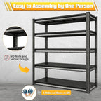 48" W Garage Shelving Heavy Duty, 3000LBS Loads Garage Storage Shelves Heavy Duty, 5-Tier Metal Shelving Units and Storage Racks, Industrial Utility Shelf,48" Wx24 Dx78 H, Silvery