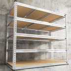 REIBII Garage Shelving, 5 Tier Storage Shelves Load 3020LBS, Adjustable Garage Shelving Heavy Duty, Metal Shelves Unit for Basement, Warehouse, 48" W x 72" H x 24" D, Galvanized