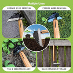 AON All-Purpose Japanese Weeding Sickle & Razor Hand Hoe, Forged Steel Weed Puller Tool with Sharp Edge & 4-Tine for Digging, Weeding, Uprooting in Vegetable Gardening, Backyard or Raised Garden Beds