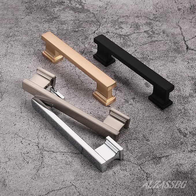 Alzassbg 15 Pack Matt Black Cabinet Pulls, 3-3/4 Inch(96mm) Hole Centers Kitchen Cabinet Handles for Cabinets and Drawers AL3061MB