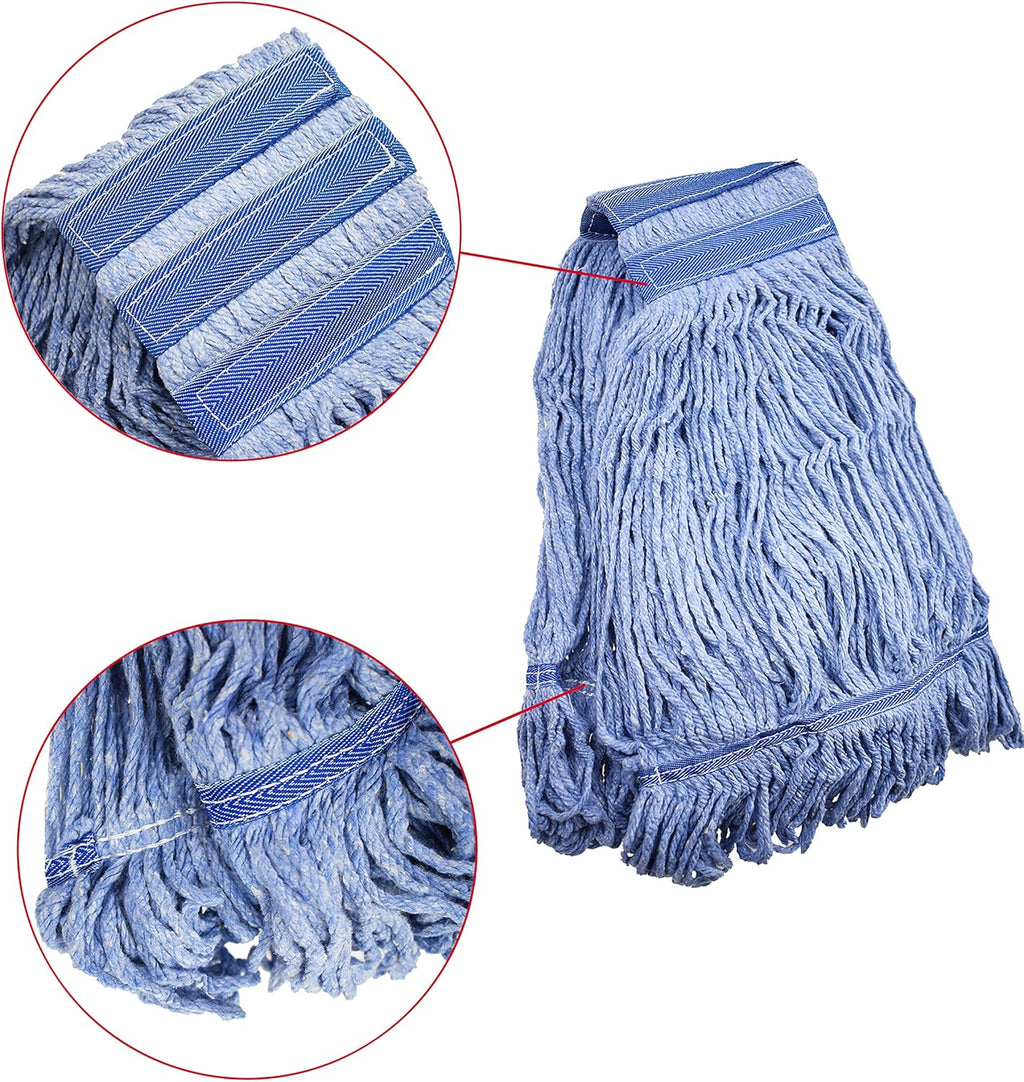 Mop Head Replacement Commercial Heavy Duty String Blue Wet Mop Heads for 3 Typs Commercial Mop Handle(3,Large)