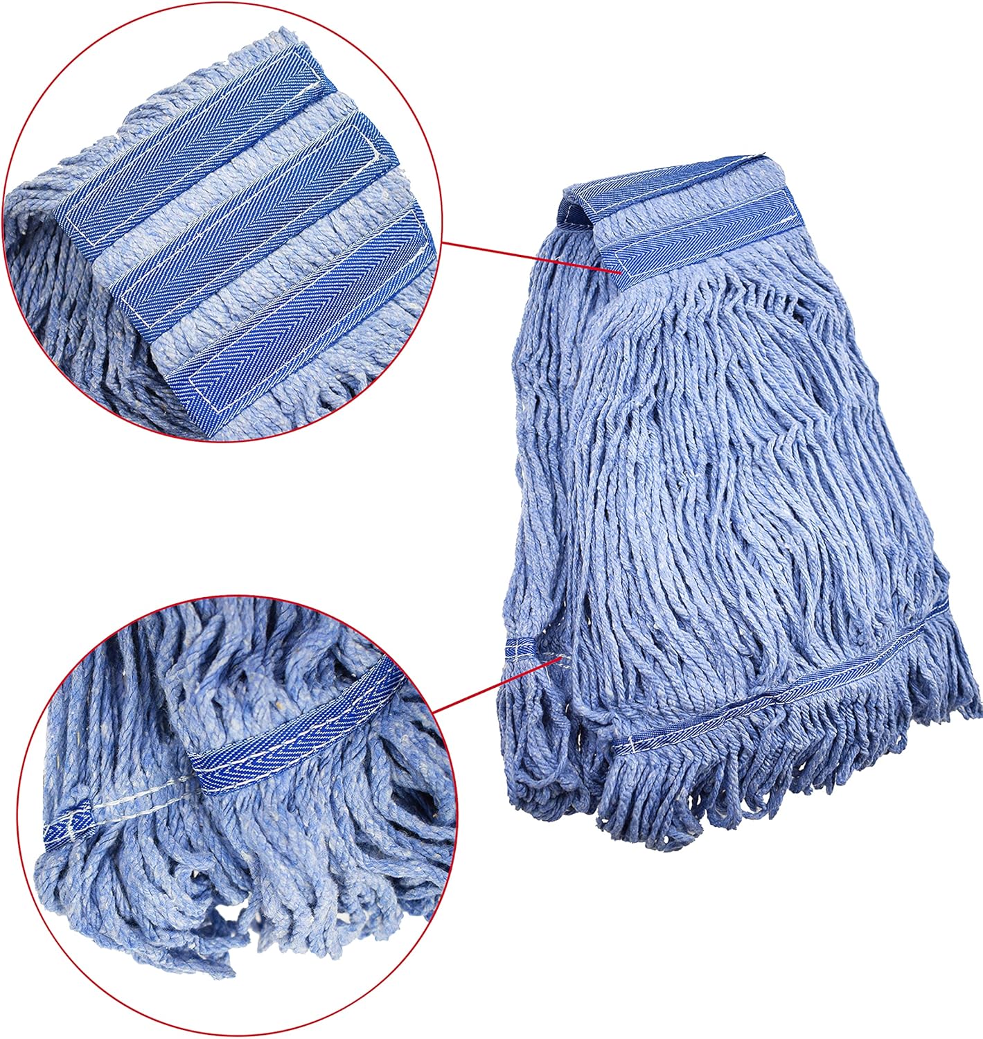 Mop Head Replacement Commercial Heavy Duty String Blue Wet Mop Heads for 3 Typs Commercial Mop Handle(3,Medium)