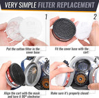 Full Face Organic Vapor Respirator - Protective Eye & Nose Shield with Anti-Fog Heavy Duty Lens & Adjustable - Chemical, & Particulate Respirator. Includes 2 Filter Cartridges - Industrial Grade