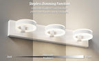 LED Bathroom Light Fixtures, 24inch White Vanity Lights, Modern 3 Light Acrylic Wall Sconces, 350° Rotatable Wall Lighting Fixture Over Mirror