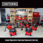 CRAFTSMAN CMXEVBE17596 20 Gal. 6.5 Peak HP Heavy Duty Wet/Dry Shop Vacuum with Filter, Dust Bag, Hose, Attachments and CMXEVBE17250 2.5 Gal. 2.5 Peak HP Portable Vac with Filter, Hose and Attachments
