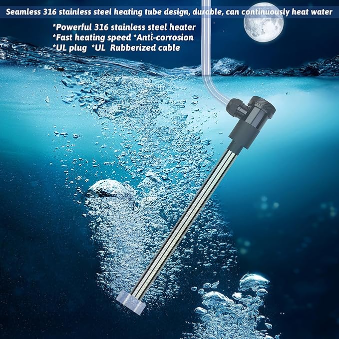 3500W 240V Immersion Water Heater Portable Electric Pool and Hot Tub Submersible Water Heater with Temp Control, WiFi Timer for Bathtub, Baptistry, Swimming pool, above ground pool and Sap