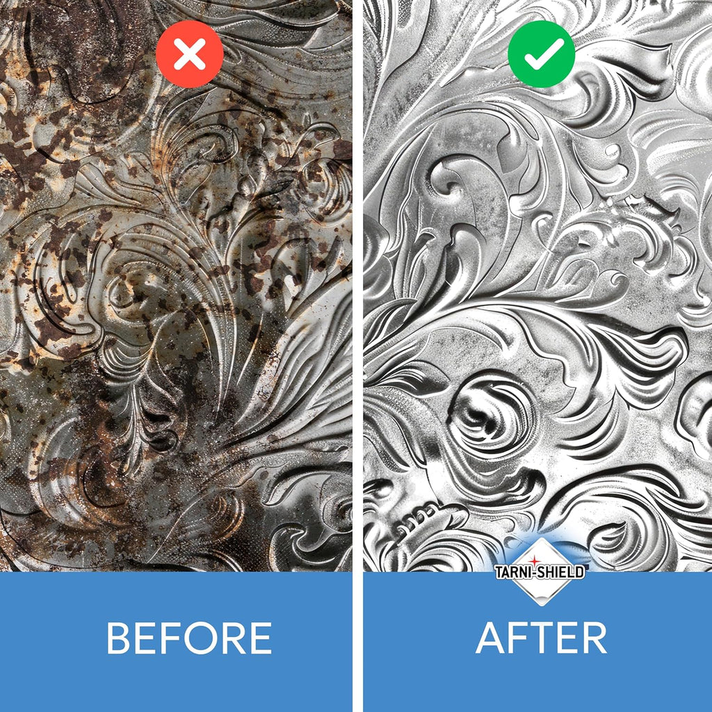 Tarni-Sheild Silver Polish - Clean, Polish, and Protect Against Tarnish - 8 Ounces – Safely Cleans Silver, Copper, Brass, and Other Metals in Just One Application