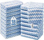 JOYMOOP Microfiber Cleaning Cloths – 18 Pack, 10" x 10", Blue – Reusable, Lint-Free, Super Absorbent Towels for Kitchen, Car, and Household Cleaning