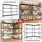 REIBII 69.8" W Storage Shelves 1250LBS Wire Shelving Unit 4 Tier Metal Shelving for Storage Rack Shelves Adjustable Heavy Duty Garage Shelf Pantry Shelves Kitchen Shelving, 69.8"Wx15.8"Dx62.9"H,Black