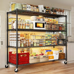 REIBII 60''W Storage Shelves 2399LBS Metal Shelving Unit with Wheels & Feet, 4 Tier Garage Shelving Heavy Duty Adjustable Wire Shelf for Pantry Kitchen Garage, 60" W x 18" D x 65.5" H, 2 Pack
