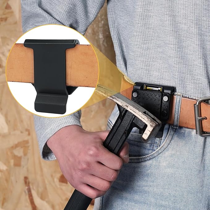 MELOTOUGH Magnetic Tool Holder Strong Magnetic Belt Clip for Screws,Nails,Wrench,Hammer,Pliers,Screwdriver,Trowel,Sockets - Fits Up to 2.7" Belt (Black)