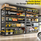 3200LBS Garage Shelving Heavy Duty 5 Tier Garage Storage Shelving, Adjustable Metal Shelving Unit Utility Rack Shelf for Warehouse, Pantry, Closet, Kitchen 72" H x 48" W x 24" D, Black