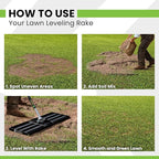 Gardease Lawn Leveling Rake 30" x 10" - Heavy Duty Professional Grade Reinforced Steel Landscape Tool for Soil, Sand & Garden - Superior Strength and Durability