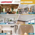 LAMPHOME 1-Pack of 8-Inch Slim LED Recessed Lights with Junction Box, Adjustable Color Temperatures (2700K-5000K), 18W Equivalent to 125W, Dimmable, 1600LM Brightness - ETL and Energy Star Certified