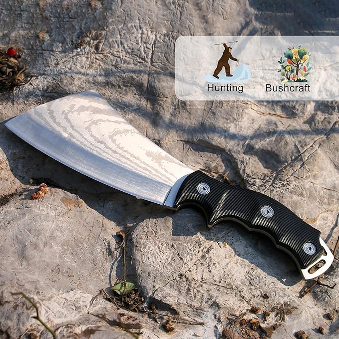 11 Inch Hatchet with Sheath, Small Compact Machete Axes, Fixed Blade Full Tang Camping Tactical Knife for Woodworking, Garden Machete Axe with Sheath for Bushcraft Yards Bushes Wood, A4SL