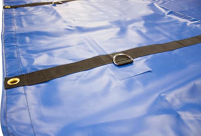 Mytee Products 24' x 27' Blue Lumber Tarp for Truck Cargo - Combination of 18 Oz/14 Oz Vinly Flatbed Tarps with 8' Drop - Waterproof Tarp for Trailers to Protect Cargo from Wind, Rain, Snow and Sun