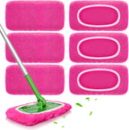 Reusable Mop Pads fit Swiffer Sweeper Mop - Microfiber Wet Pads Refill & Machine Washable Dry Sweeping Cloths for Mopping All Sealed Floors - Hardwood, Laminate, Tile & Stone (Mop is not Included)