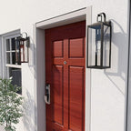 Pia Ricco Extra Large Size Outdoor Wall Lights, 22.5 Inch Matte Black Oversized Exterior Light Fixture with Clear Glass Shade, Front Porch Lighting, Modern Sconce Lantern for House, Garage, ETL Listed