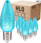 HLO Lighting Set of 500 Teal C9 Faceted LED Christmas Light Bulbs for Indoor & Outdoor Use | Durable Replacement Bulbs