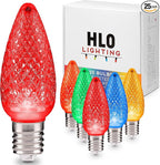 HLO Lighting Set of 25 Multicolor (Red Green Blue Yellow Orange) C9 Faceted LED Christmas Light Bulbs for Indoor & Outdoor Use | Durable Replacement Bulbs